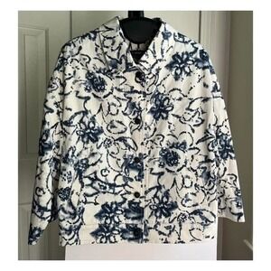 Bugatti Italian Short Denim Bomber Jacket Navy Boho Chic Pockets Cotton, Size M